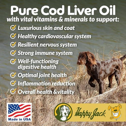 HAPPY JACK Cod Liver Fish Oil for Dogs, 16 oz