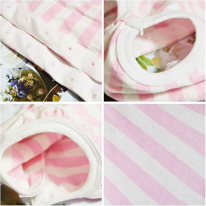 Dog’s Recovery Suit Post Surgery Shirt for Puppy, Wound Protective Clothes for Little Animals(Pink White Stripe-l)