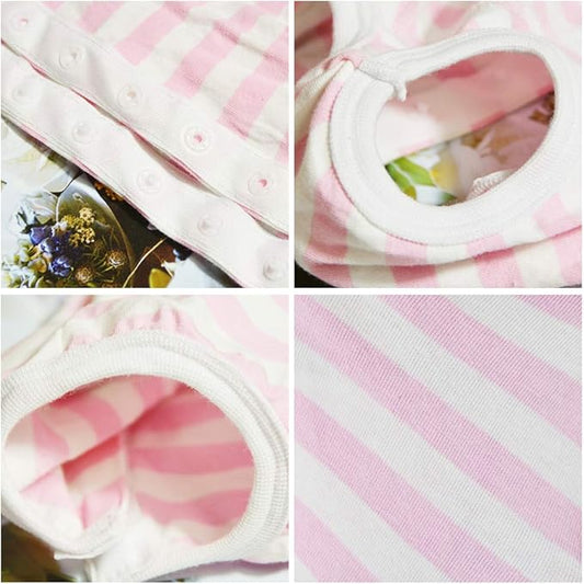 Dog’s Recovery Suit Post Surgery Shirt for Puppy, Wound Protective Clothes for Little Animals(Pink White Stripe-l)