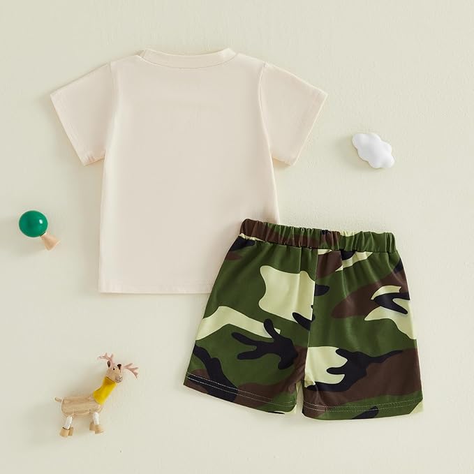 Toddler Baby Boy Clothes 6 12 18 24 Months Summer Outfit Short Sleeve T-Shirt Tops Camo Shorts Set 2T 3T 4T