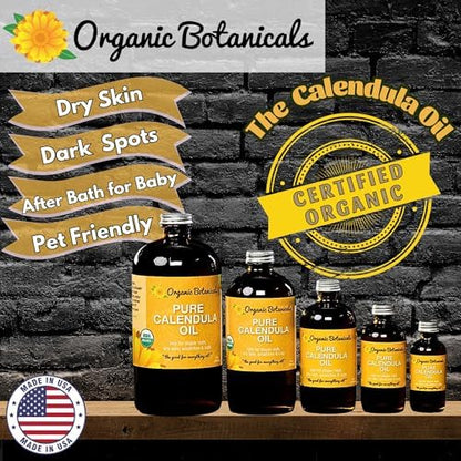 Calendula Oil Organic for Skin- Trauma Skincare from Local Infused Calendula Flowers, Eczema Oil, Certified Organic, 64 Oz