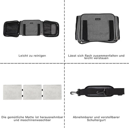 BAGLHER Expandable Cat Carrier with Travel Litter Box, Pet Travel 5 Sides Open Doors 3 Sides, Leak-Proof and Collapsible, for Car, Airplane Trip, Grey