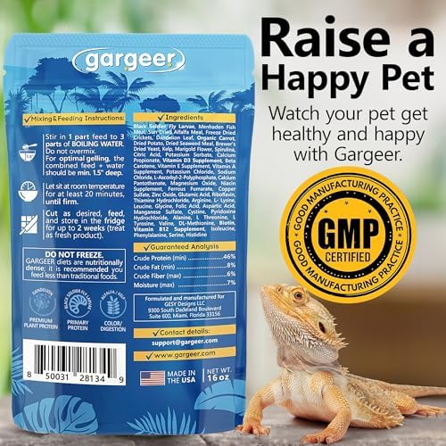 Gargeer 16oz Bearded Dragon Food. All Stages Complete Gel Diet, Made in USA