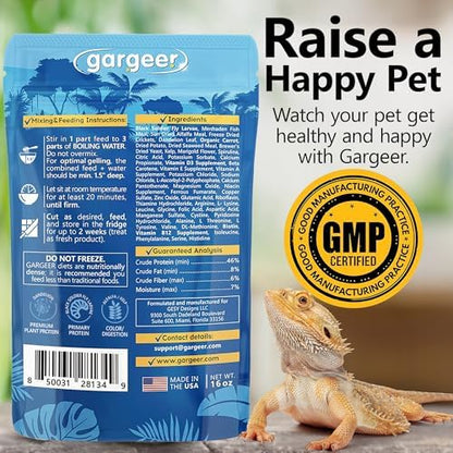 Gargeer 16oz Bearded Dragon Food. All Stages Complete Gel Diet, Made in USA