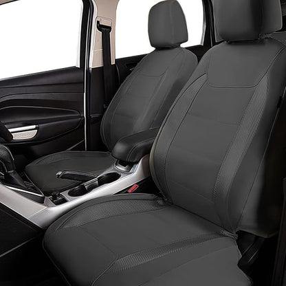 Flying Banner car seat Covers Protects Water Proof Faux Leather Carbon Fiber Fronts Gray Gray