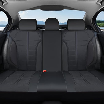 Coverado 3D Air Mesh Rear Car Seat Cover, Sports Carbon Fiber Design, Breathable Seat Protectors Airbag Compatible Comfort Universal for Most Cars, Van,Trucks, SUV, Black