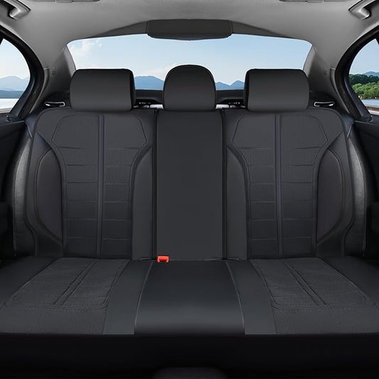 Coverado 3D Air Mesh Rear Car Seat Cover, Sports Carbon Fiber Design, Breathable Seat Protectors Airbag Compatible Comfort Universal for Most Cars, Van,Trucks, SUV, Black