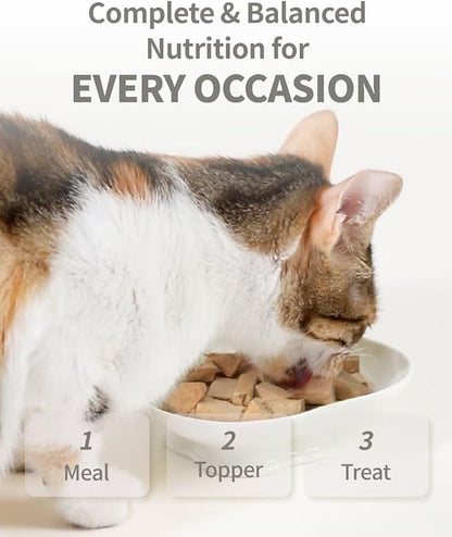 Freeze-Dried Cat Food, 97% Animal Origin Soft Dry Raw Food for Cats, High Protein Healthy Freeze Dried Cat Treat & Topper (Beef Recipe - 14 Ounce)
