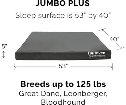 Furhaven Replacement Dog Bed Cover Water-Resistant Indoor/Outdoor Logo Print Oxford Polycanvas Mattress, Washable - Stone Gray, Jumbo Plus (XX-Large)