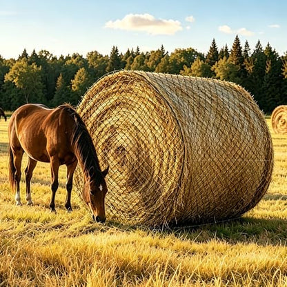 Large Round Bale Hay Net for Horses, 5x5 ft Hay Nets for Horses Slow Feed Knotless, Slow Feeder Hay nets for Horses,