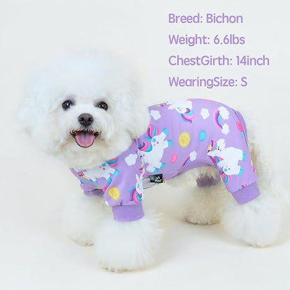 XPUDAC 4 Pack Dog Pajamas, Soft Cute Puppy Clothes, Comfy Dog Pjs Onesie Lightweight Pet Outfit for Small Medium Dogs Girl Boy, S
