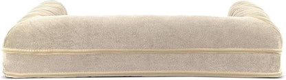 Furhaven Orthopedic Dog Bed for Large/Medium Dogs w/ Removable Bolsters & Washable Cover, For Dogs Up to 55 lbs - Sherpa & Chenille Sofa - Cream, Large