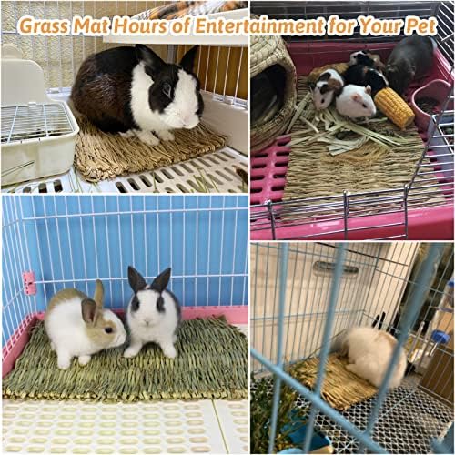 Hamiledyi Grass Mat Woven Bed Mat for Small Animal 5Pcs Bunny Bedding