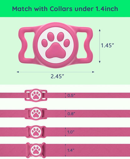 IP68 Waterproof Dog AirTag Holder for Dog Collar, Soft, Stretchy Silicone | Full-Body Protection, Easy Tool-Free Installation, Quiet, No-Dangle Fit, Lightweight, Fits Dog & Cat Collars of All Widths