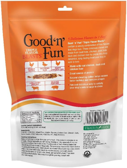 Good 'n' Fun Triple Flavor Blasts for All Dogs, 4 Ounces, Treat Your Dog to Long-Lasting Chews Made with Chicken Liver, Chicken & Duck (Pack of 2)