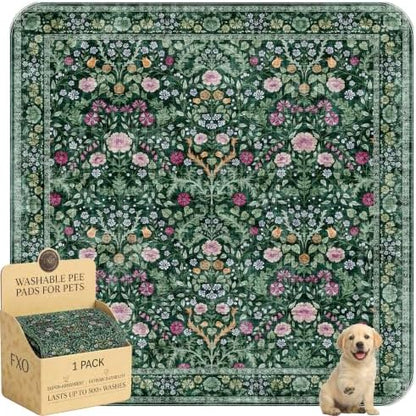 Washable Pee Pads for Dogs,Great Urine Absorbent Reusable Puppy Training Pads,Waterproof,Leak-Proof & Non-Slip Potty Pads for Whelping,Crate,Playpen,Bed.(Midnight Garden Floral,72"x72")