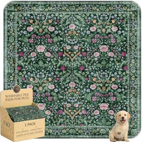 Washable Pee Pads for Dogs,Great Urine Absorbent Reusable Puppy Training Pads,Waterproof,Leak-Proof & Non-Slip Potty Pads for Whelping,Crate,Playpen,Bed.(Midnight Garden Floral,72"x72")