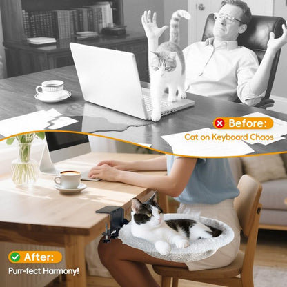 Cat Bed for Desk |2 Machine-Washable Covers |Foldable Cat Bed Desk Mount