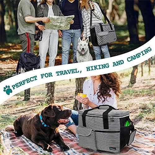 PetAmi Dog Travel Bag Organizer, Pet Supplies Tote, Stripe Black Large