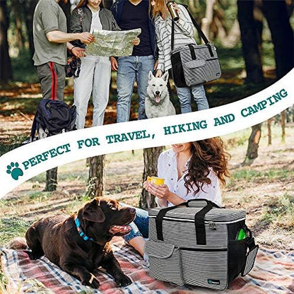 PetAmi Dog Travel Bag Organizer, Pet Supplies Tote, Stripe Black Large