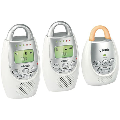 VTech DM221-2 Digital Audio Baby Monitor with 2 Parent Units, DECT 6.0, 1000ft Long Range, Talk Back Intercom, Vibrating Alert, Night Light, Rechargeable - White