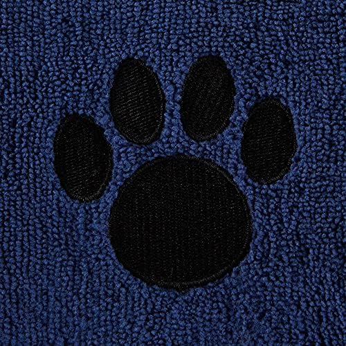 Bone Dry Pet Grooming Towel Collection Absorbent Microfiber X-Large, 41x23.5", Embroidered Navy