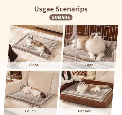 Self-Warming Cat Bed Pad, Reversible & Ultra Soft Pet Mat for Crates, Kennels, Sofas & Furniture, Machine Washable, Durable for Dogs and Cats, 23x15 Inch Apricot