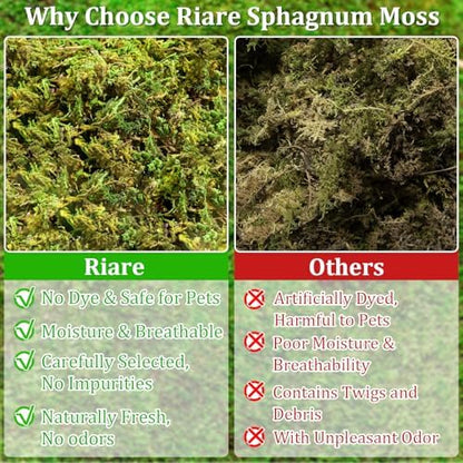 Riare 7OZ Natural Sphagnum Moss for Reptiles-10QT Soft Reptile Moss Bedding