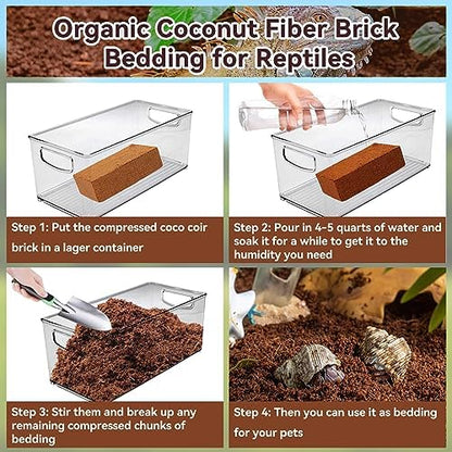 Legigo 8 Pack Coconut Fiber Substrate, Natural Coco Coir Reptile Bedding