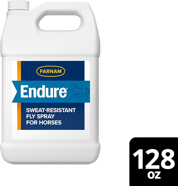 Farnam Endure Fly Spray for Horses - Long-Lasting Sweat-Resistant Fly Repellent, Repels Flies, Mosquitoes, Gnats and Ticks, Up to 14 Days Fly Control - 128 oz Refill