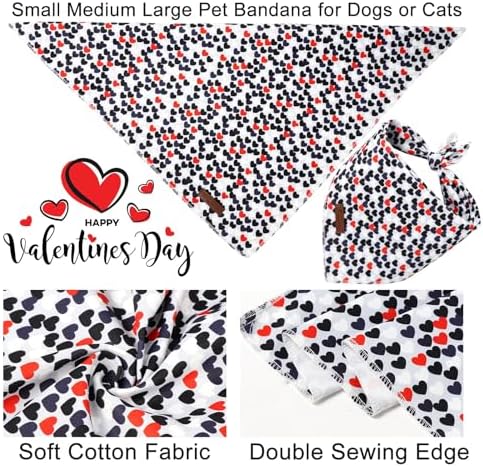 Valentine's Dog Bandana, UP URARA PUP Soft Cotton Adjustable Pet Scarf for Small, Medium, and Large Dogs, Cute and Comfortable Dog Accessory,S