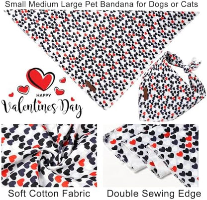Valentine's Dog Bandana, UP URARA PUP Soft Cotton Adjustable Pet Scarf for Small, Medium, and Large Dogs, Cute and Comfortable Dog Accessory,S