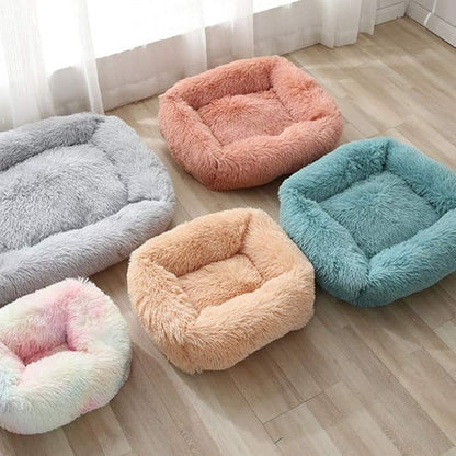 La La Pet® Donut Dog Cat Bed Cozy Cave Pet Bed Burrow Dog Bed Calming Cuddler Self-Warming Pet Bed Soft Plush Pet Cushion Improved Sleep for Cats Small Medium Dogs Rainbow XS