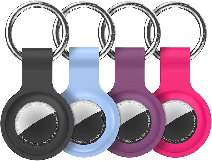 Compatible with AirTag Holder Case Keychain 4 Pack,for AirTag 2nd & 1st Generation Key Chain Ring Case Cover for Air Tag Holder GPS Tracker Air Tag 2nd gen Finders Air Tagholder for Kids,Bags,Luggages