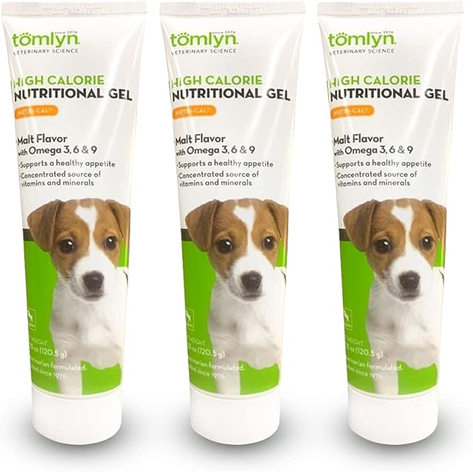 Tomlyn Nutri-Cal Malt-Flavored High-Calorie Nutritional Gel for Puppies, Helps Support a Healthy Appetite Providing Extra Calories, Vitamins & Minerals in a Tasty Supplement, 4.25oz-3 Pack