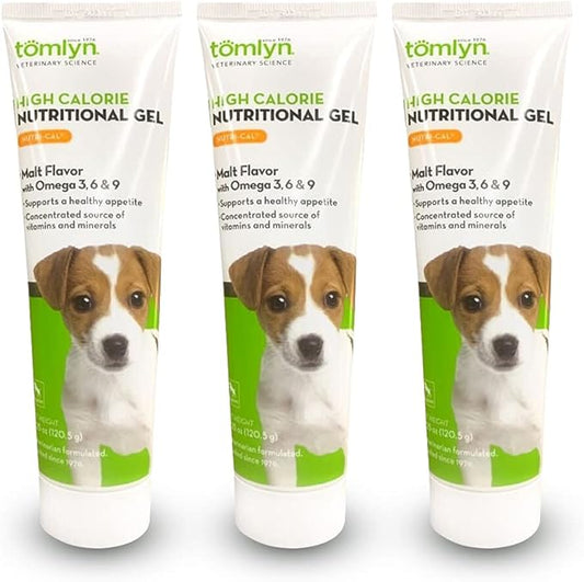 Tomlyn Nutri-Cal Malt-Flavored High-Calorie Nutritional Gel for Puppies, Helps Support a Healthy Appetite Providing Extra Calories, Vitamins & Minerals in a Tasty Supplement, 4.25oz-3 Pack