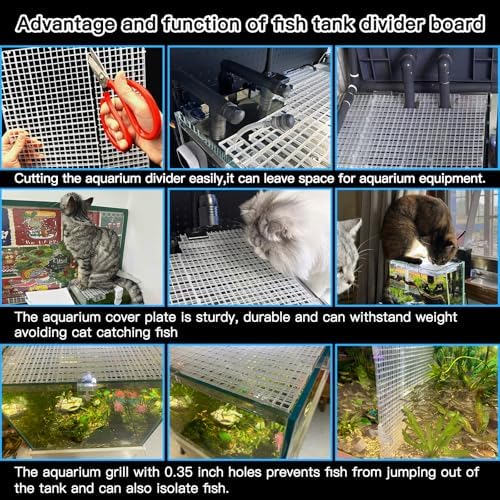 Adjustable Aquarium Fish Tank Divider Filter Bottom Plastic Grid Fish Tank Isolation Board Plastic Egg Crate Tray(White, 8pcs 11.8X11.8Inch with 0.35Inch Hole