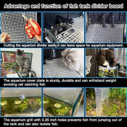 Adjustable Aquarium Fish Tank Divider Filter Bottom Plastic Grid Fish Tank Isolation Board Plastic Egg Crate Tray(White, 8pcs 11.8X11.8Inch with 0.35Inch Hole