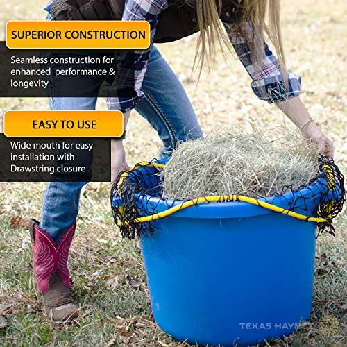 Texas Haynet - Slow Feeder Hay Net, 1.5 in Holes, Easily Holds 2 to 4 Flakes