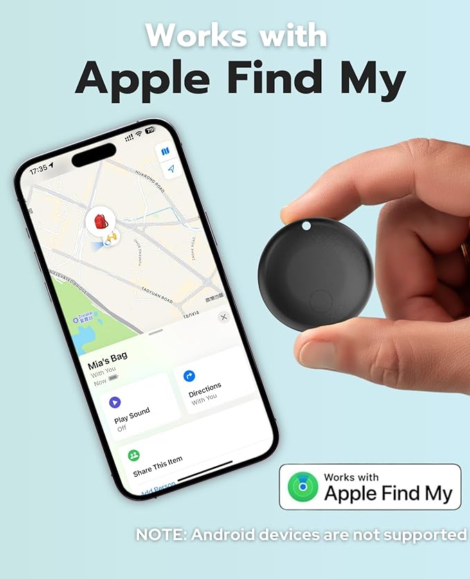 Mini Tags Smart Tracker Work with Apple Find My (iOS Only) 4-Pack, IP67 Waterproof, Keys Finder and Item Locator for Keys, Bags,Luggage and More (Not for Android)
