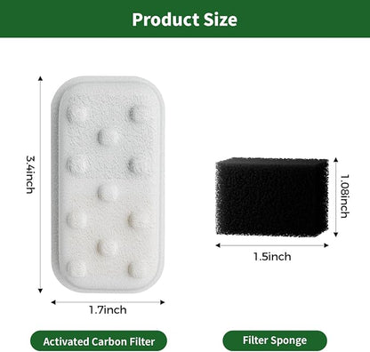 Cat Water Fountain 8 Pack Replacement Filters/Sponges (4+4) -Compatible with Apauk-APFSS-3201 Stainless Steel Cat Water Fountain