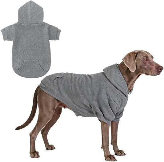 KOOLTAIL Dog Hoodie for Large Medium Small Dogs, Soft and Warm Pet Sweater with Leash Hole and Pocket Boy Girl, Puppy Fall Winter Jacket Clothes, French Pitbull Cold Weather Coat Sweatshirt, Grey XL