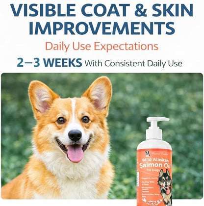 Warren London Wild Alaskan Salmon Oil for Dogs – Omega-3 Fish Oil Food Topper Pump with EPA & DHA for Skin & Coat, Shedding, Joint & Immune Support – Made in USA, 8 oz