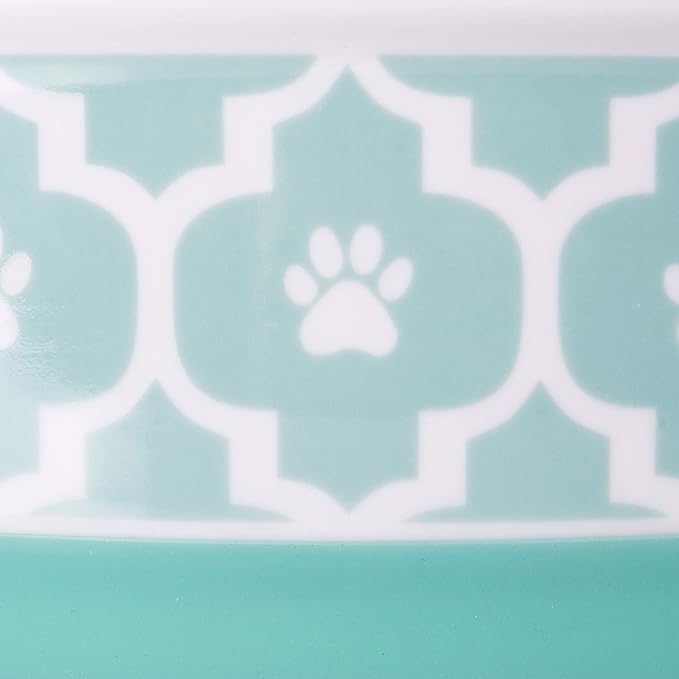 Bone Dry Lattice Collection Pet Bowl & Canister, Single Dish, Small 4.25x2", Aqua