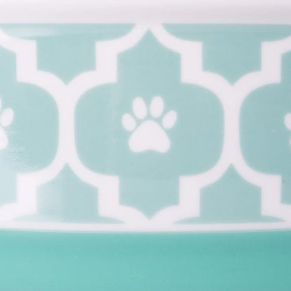 Bone Dry Lattice Collection Pet Bowl & Canister, Single Dish, Small 4.25x2", Aqua