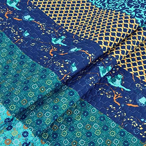 Lush Decor Royal Empire Reversible Cotton Throw Blanket, 50" W x 60" L, Peacock - Throw Blankets for Bed - Couch Blanket - Boho_Throw_Blanket for Couch (Pack of 8)