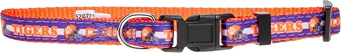 Pets First Collegiate PET Collar New Version Clemson Tigers Dog Collar, Size Small. Best Sports Team Color for Dogs & Cats. A Shiny & Colorful Dog & Cat Collar Licensed by The NCAA