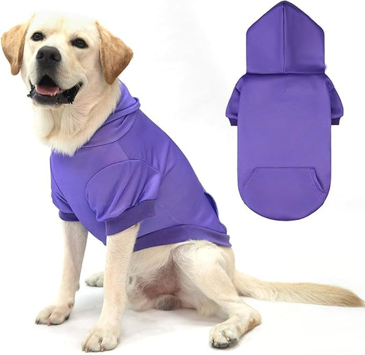 KOOLTAIL Dog Hoodie for Large Medium Small Dogs,Soft and Warm Pet Sweater with Leash Hole and Pocket Boy Girl,Puppy Fall Winter Jacket Clothes,French Pitbull Cold Weather Coat Sweatshirt,Purple XL
