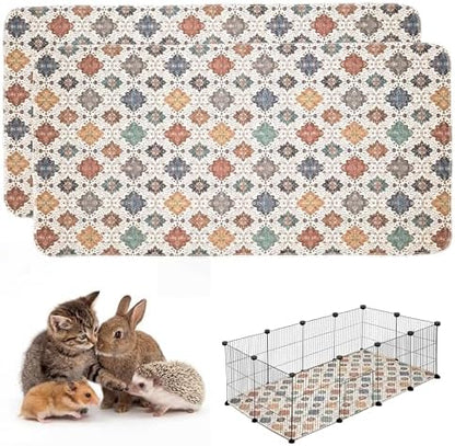 Washable Guinea Pig Pee Pads,Absorbent Reusable Guinea Pig Cage Liners,Waterproof,Leak-Proof & Non-Slip Potty Pads for Small Animals Rabbit Hamster Rat.(Colorful Day,24"x48")
