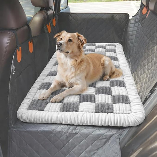 Dog Bed for Car Back Seat, Backseat Dog Bed Fit for Backseat Extenders, Nonslip Soft Durable for Car, Travel and Road Trip (White 24.5" x 51")